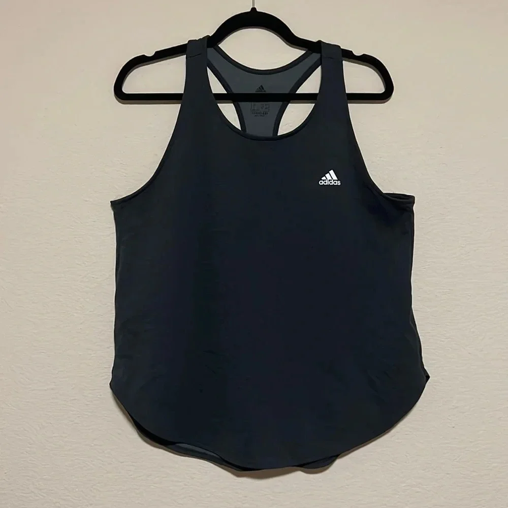 Adidas Aeroready Dark Gray Athletic Top Size L - Picture 1 of 6